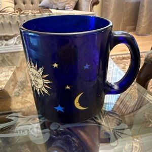 Blue Celestial Mug with Sun and Moon Design Libbey